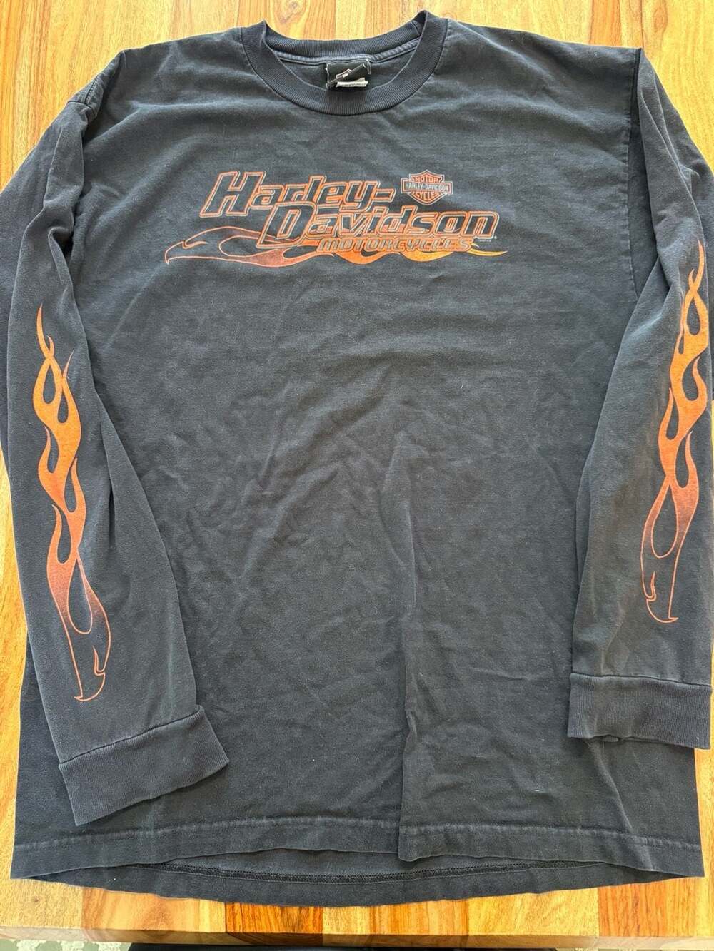 Vintage 2007 Harley-Davidson Black Long Sleeve Flame Shirt XL
